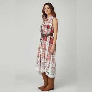 ARATTA SILENT JOURNEY Asymmetrical Midi Lace Hem Dress with Notched Collar